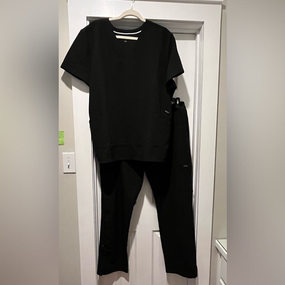 White Cross Black Scrub Set